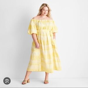 NWT Sunny Yellow Off-Shoulder Midi Dress